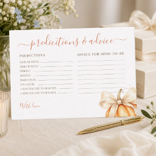 Pumpkin Bow Fall Baby Shower Predictions & Advice Card