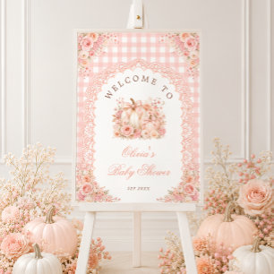 Pumpkin Bow Fall Floral Baby Shower Welcome Foam Board