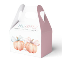 Pumpkin Bow Pink Blue Gender Reveal Favor Boxes