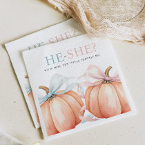 Pumpkin Bow Pink Blue Gender Reveal Napkins