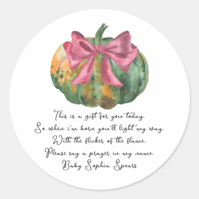 Pumpkin bow Prayer Candle Label (Front)