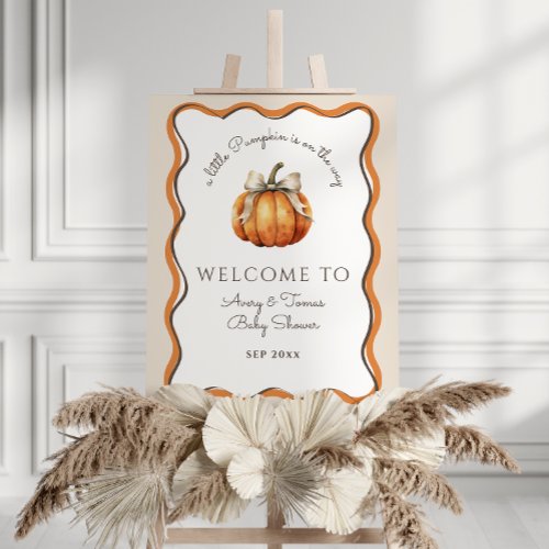 Pumpkin Bow Wave Border Neutral Baby Shower Foam Board