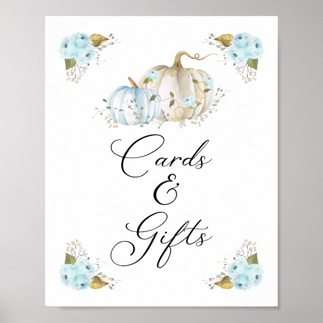 Pumpkin Boy Baby Shower Cards and Gifts Sign (Front)