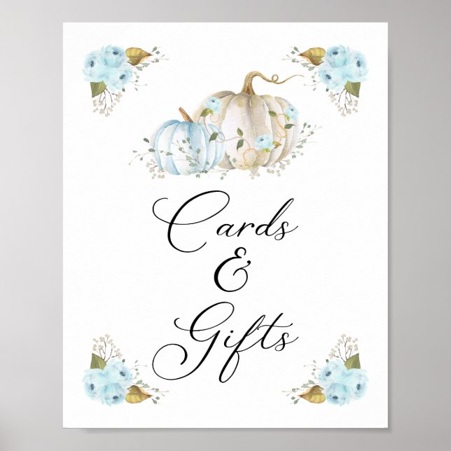 Pumpkin Boy Baby Shower Cards and Gifts Sign (Front)