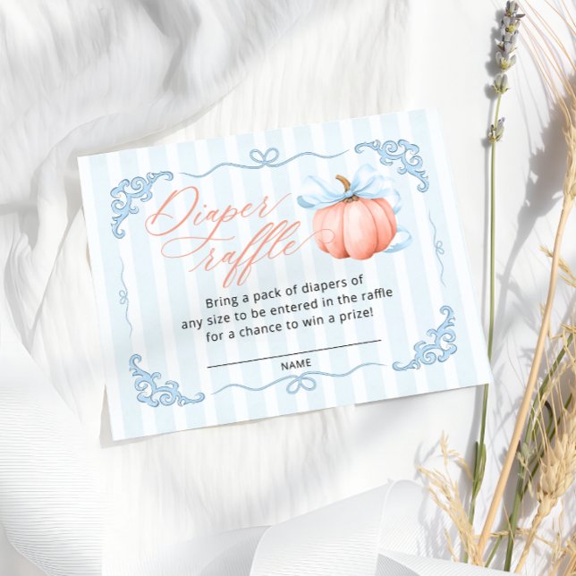 Pumpkin Boy Baby Shower Diaper Raffle Ticket Enclosure Card (Creator Uploaded)