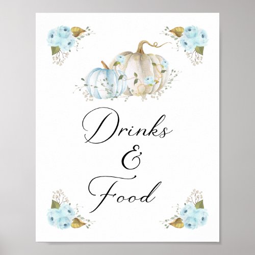 Pumpkin Boy Baby Shower Drinks and Food Sign