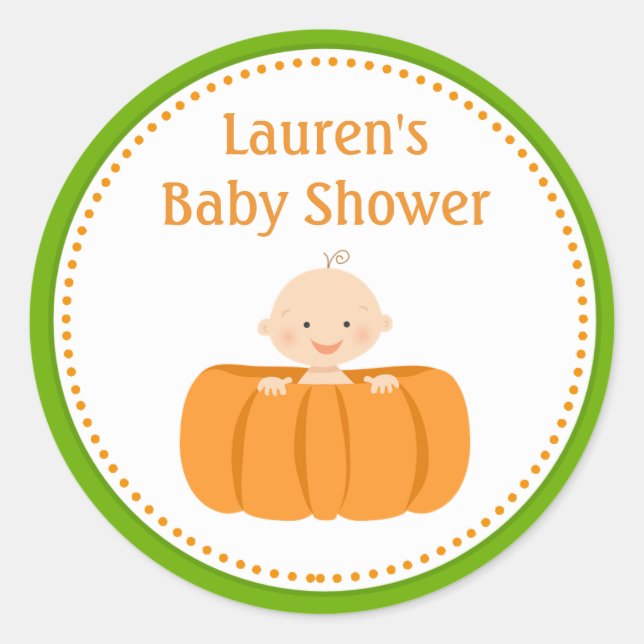 Pumpkin Boy Baby Shower Favor Tag Stickers (Front)