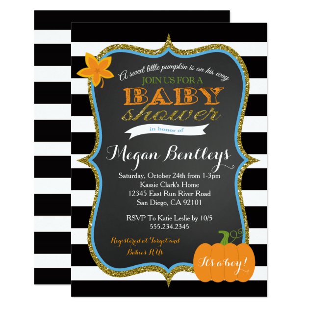 Pumpkin Boy Baby Shower Invitation Invitations