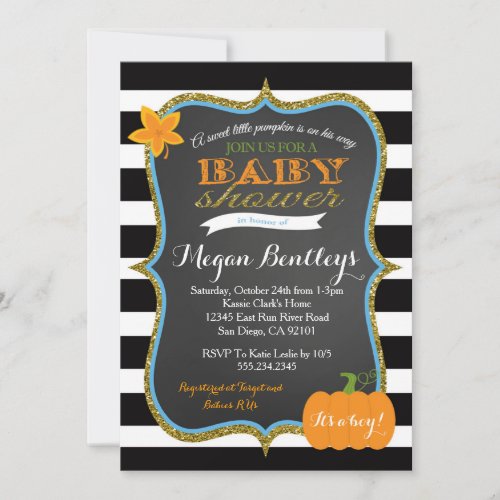 Pumpkin Boy Baby Shower Invitation Invitations