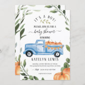 Pumpkin Boy Baby Shower Invitation with truck (Front/Back)