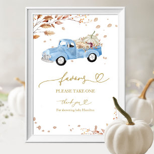 Pumpkin Boy Fall Baby Shower Favors Sign