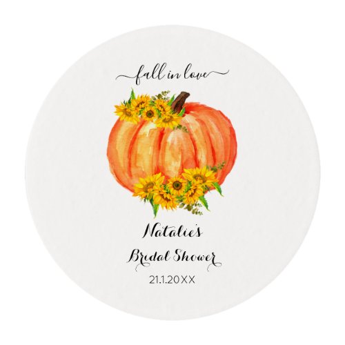 Pumpkin Bridal Shower Fall Wedding Orange White Edible Frosting Rounds