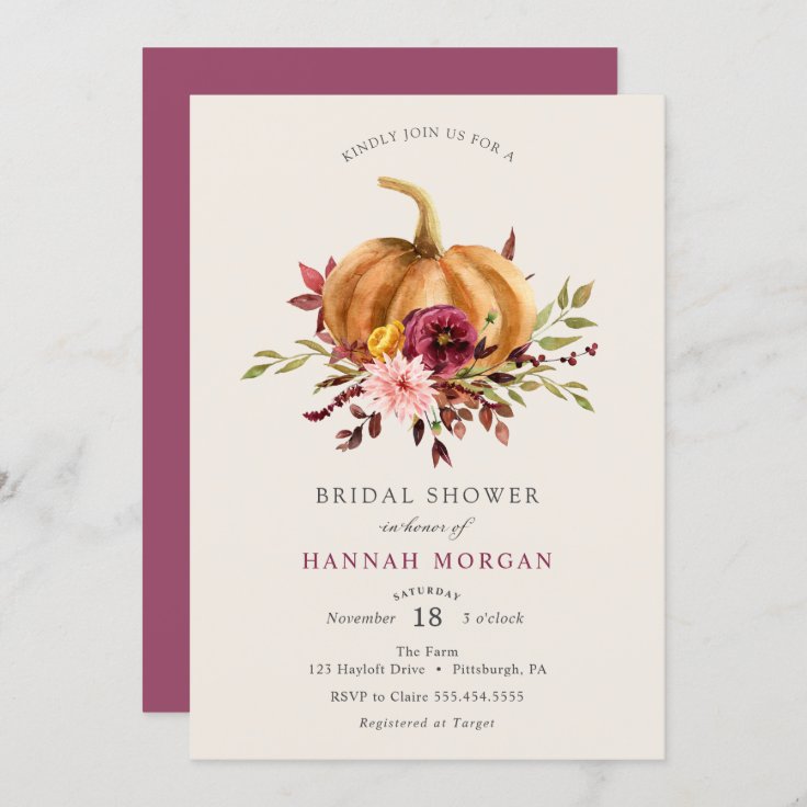 Pumpkin Bridal Shower invitation | Zazzle