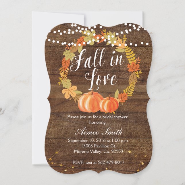 Pumpkin Bridal Shower Invitation Card (Front)
