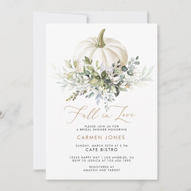 Pumpkin Bridal Shower Invitation Fall Autumn (Front)