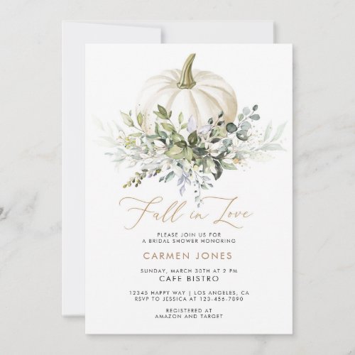 Pumpkin Bridal Shower Invitation Fall Autumn