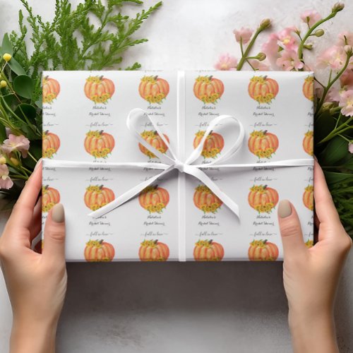 Pumpkin Bridal Shower Wedding Orange White  Wrapping Paper