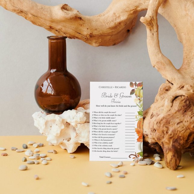  Pumpkin bride & groom trivia bridal shower game Announcement (Creator Uploaded)