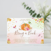 Pumpkin Bring a book Fall Autumn Baby Shower Pink Enclosure Card (Standing Front)