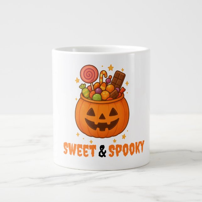 Pumpkin Bucket Full of Sweet - Halloween  Giant Coffee Mug (Front)