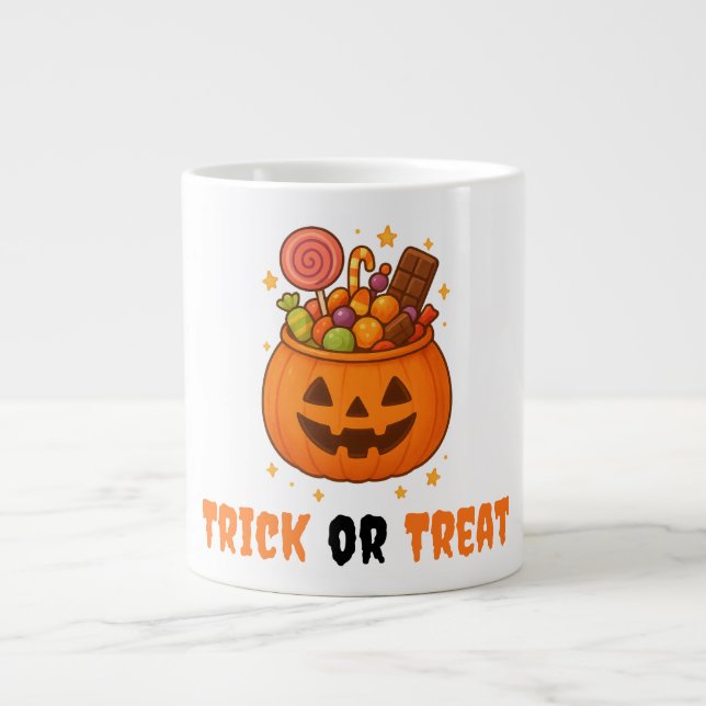 Pumpkin Bucket Full of Sweet - Halloween  Giant Coffee Mug (Front)
