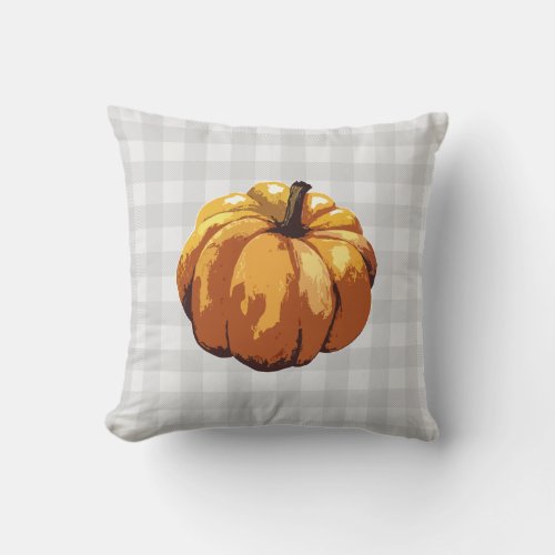 Pumpkin Buffalo Check Pattern Farmhouse Pillow