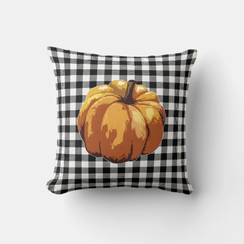 Pumpkin Buffalo Check Pattern Farmhouse Pillow