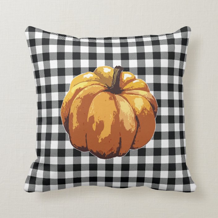buffalo check pumpkin pillow