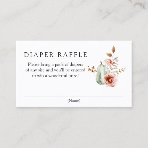 Pumpkin Burgundy Diaper Raffle Enclosure Card