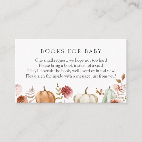 Pumpkin Burgundy Floral Books for Baby  Enclosure Card