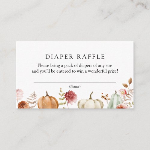 Pumpkin Burgundy Floral Diaper Raffle Enclosure Card