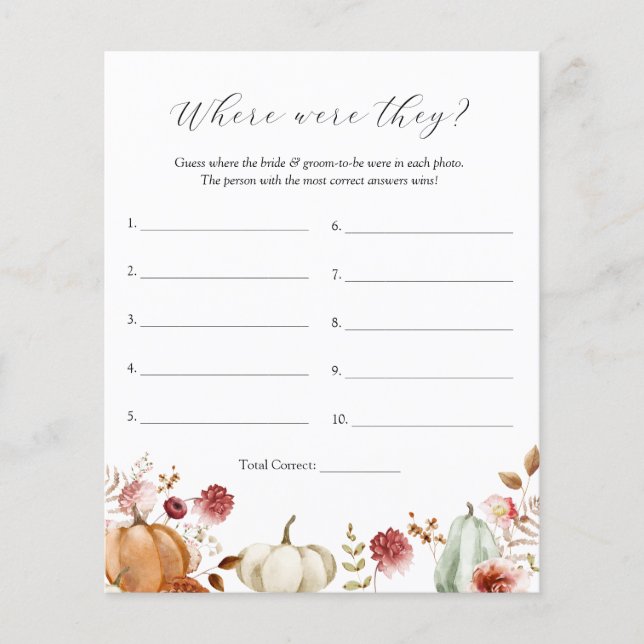 Pumpkin Burgundy Floral Where Were They Game (Front)