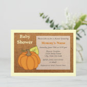 Pumpkin Burlap Baby Shower Invitation (Standing Front)