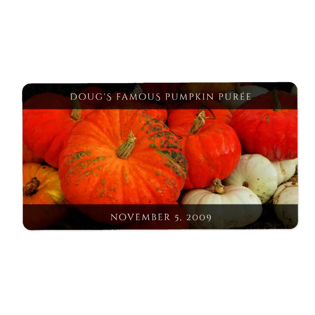 Pumpkin Butter / Preserve / Puree Food Jar Label (Front)