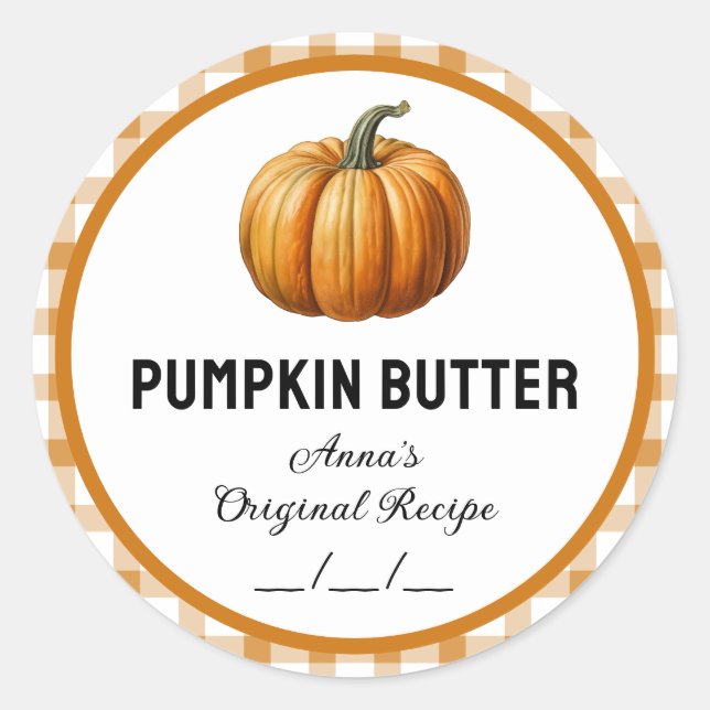 Pumpkin butter with checkered pattern label (Front)