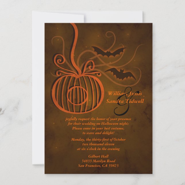 Pumpkin Cage Halloween Wedding Invitation (Front)