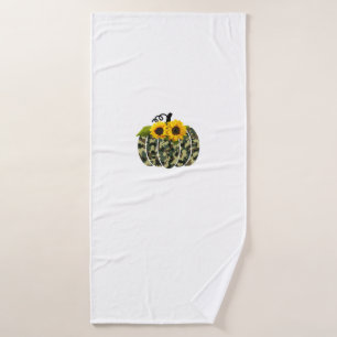 Pumpkin Camouflage and Sunflower Fall Outfit Thank Bath Towel