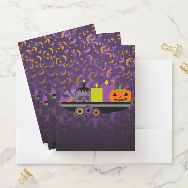 Pumpkin & Candles Potpourri Purple Pocket Folder (In Situ)