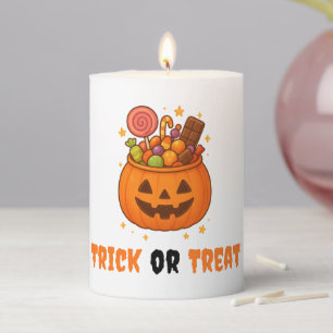 Pumpkin Candy Bucket Design - Halloween Pillar Candle