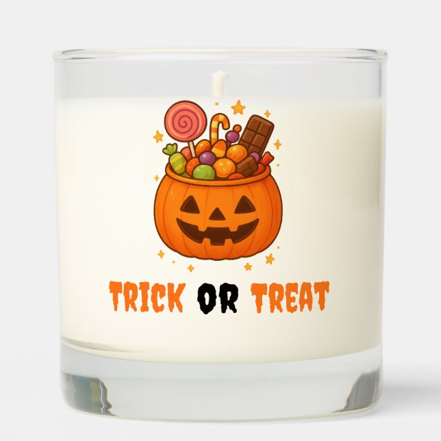 Pumpkin Candy Bucket Design - Halloween  Scented Candle (Front)