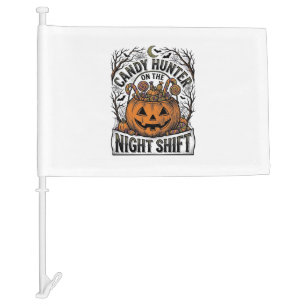 Pumpkin Candy Bucket Vintage Halloween Engraving D Car Flag