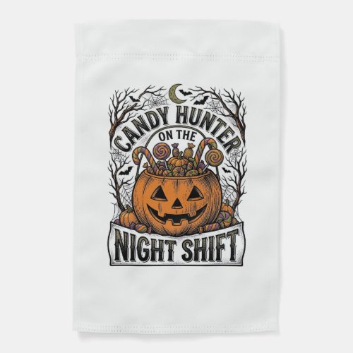 Pumpkin Candy Bucket Vintage Halloween Engraving D Garden Flag