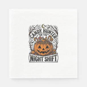 Pumpkin Candy Bucket Vintage Halloween Engraving D Napkins
