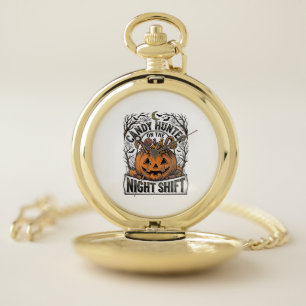 Pumpkin Candy Bucket Vintage Halloween Engraving D Pocket Watch