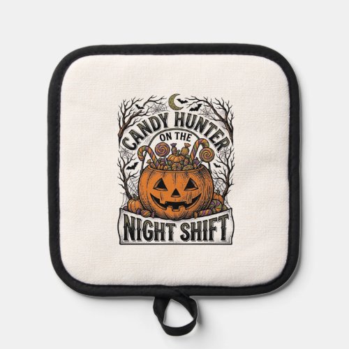 Pumpkin Candy Bucket Vintage Halloween Engraving D Pot Holder