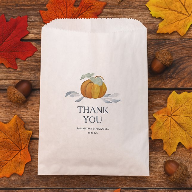 Pumpkin Candy Favor Bags (pumpkin themed treat bags features a watercolor orange pumpkin. )