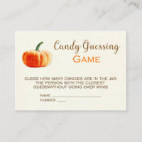 Pumpkin Candy Guessing Game Card Baby Shower Game