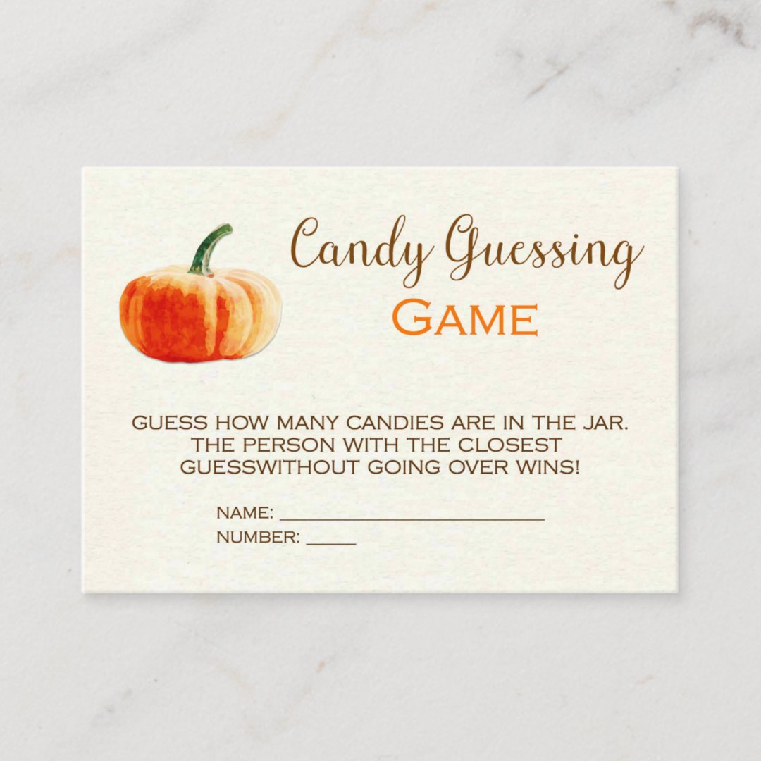 Pumpkin Candy Guessing Game Card Baby Shower Game | Zazzle