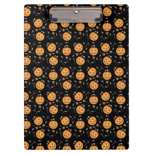 Pumpkin Candy Pail Trick Or Treat Pattern Orange Clipboard