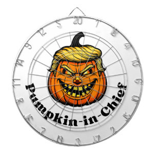Pumpkin Caricature Resembling Donald Trump with “P Dart Board